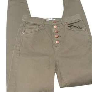 Loft high rise skinny ankle olive green jeans size 0/25